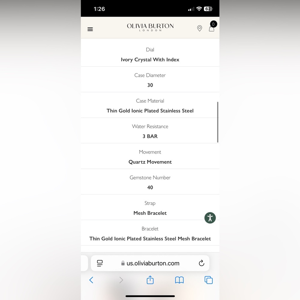 30mm Wonderlust Ivory & Gold Mesh Watch, brand new comes with box. - Picture 8 of 8